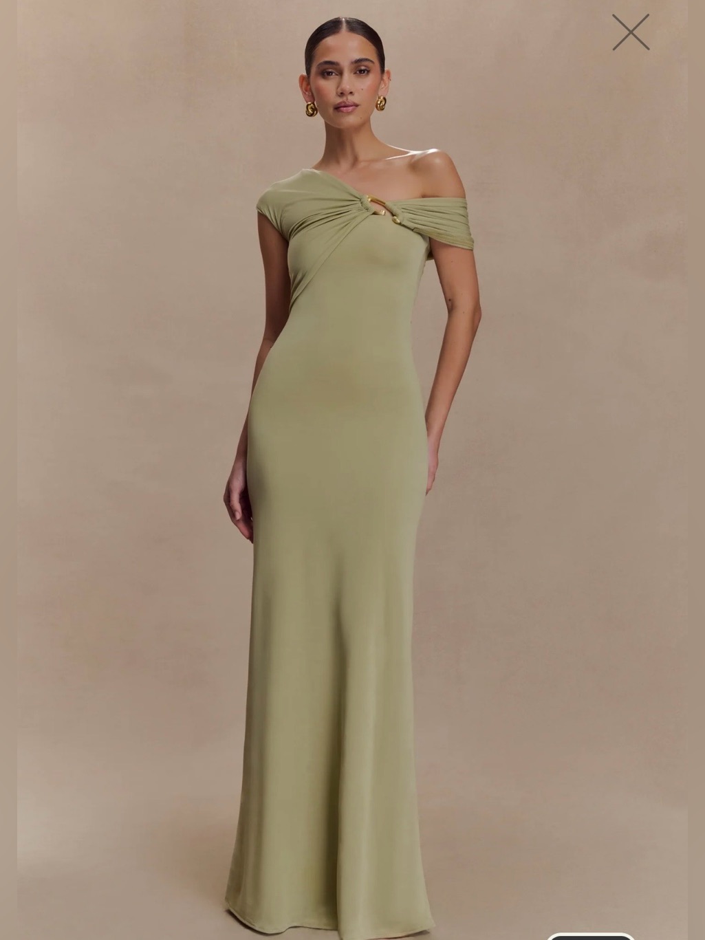Meshki Olive Green Asymmetric Maxi Dress